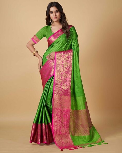 Buy Green Sarees for Women by ZIKARAA Online