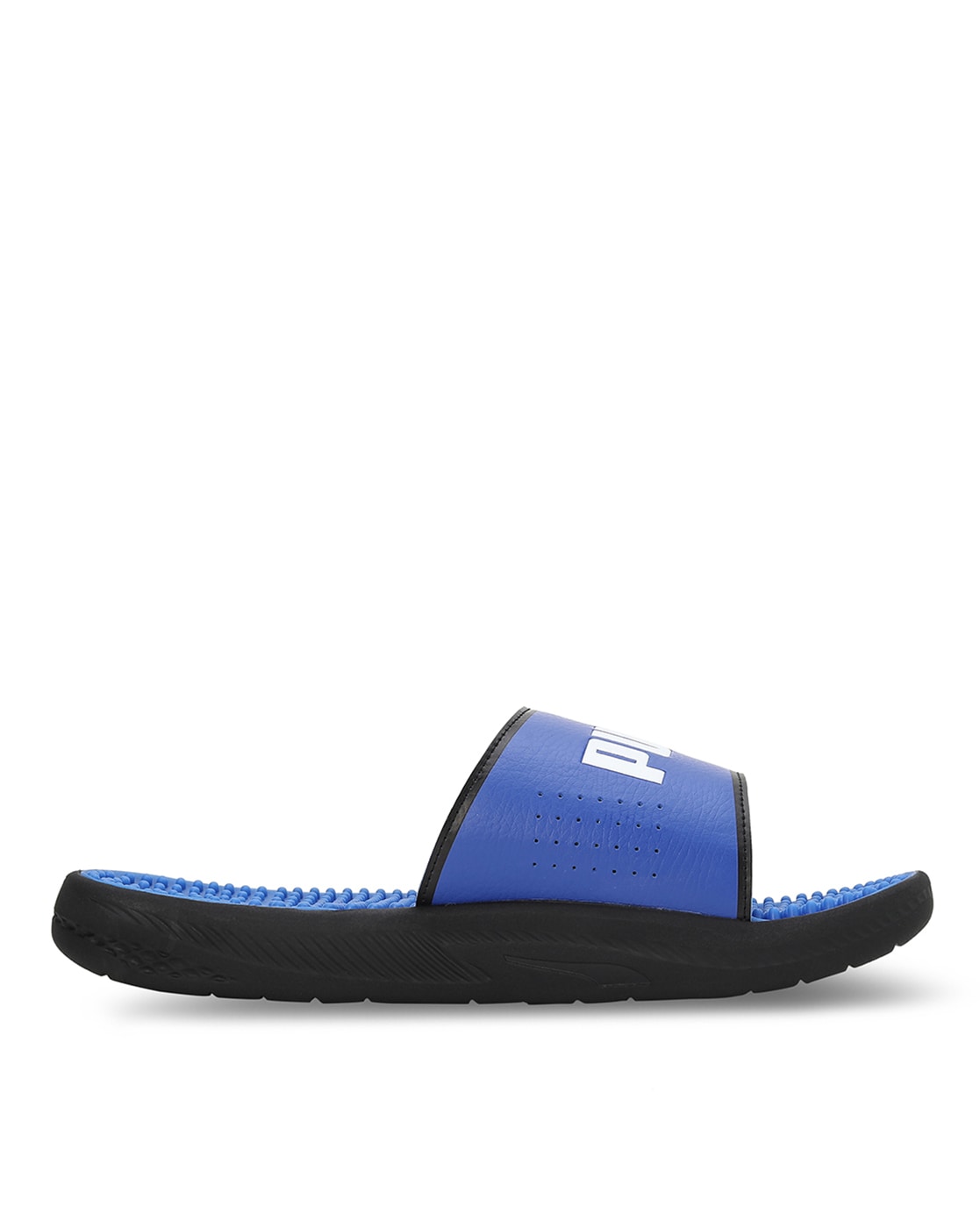 Nike slides discount blue and black