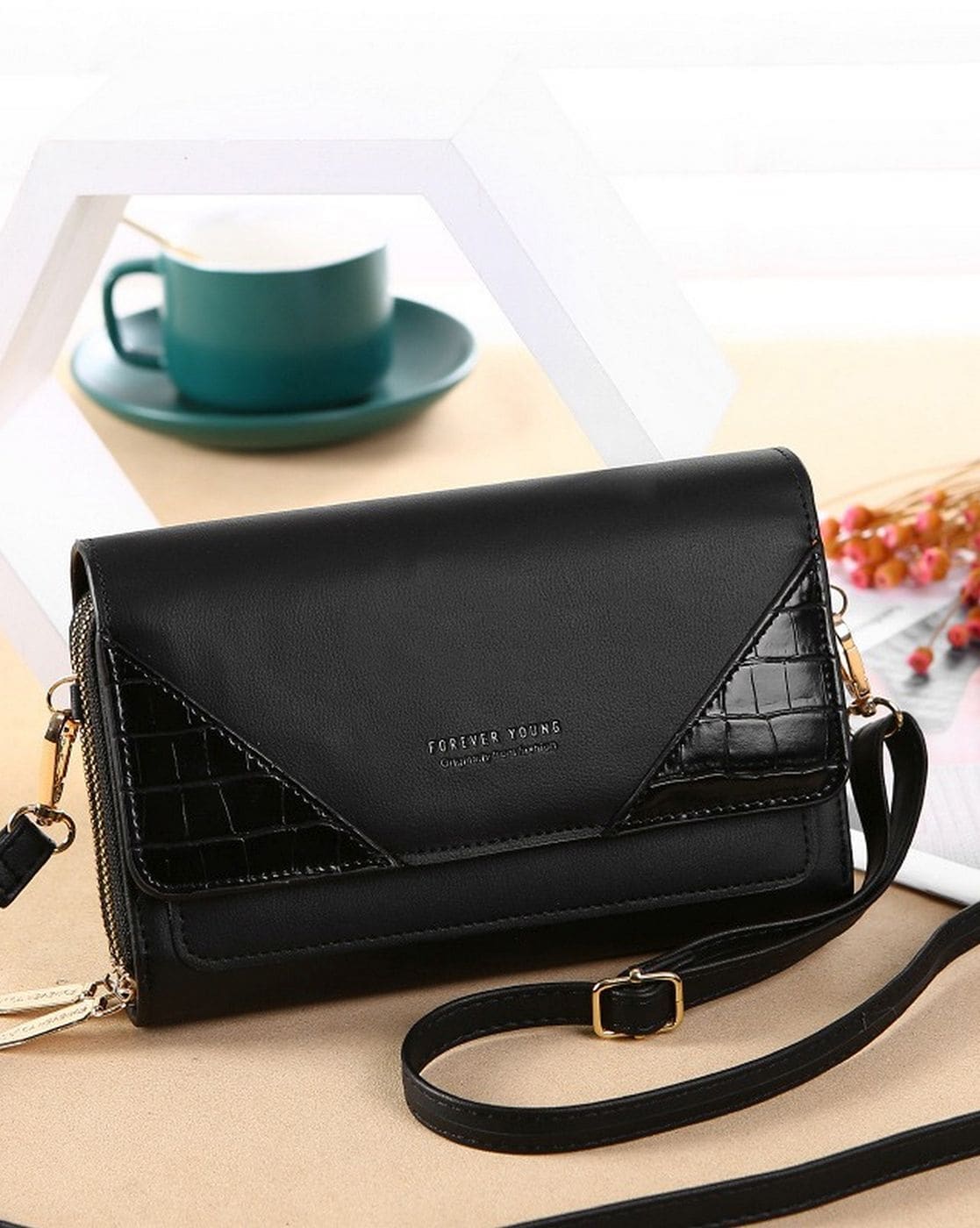 Forever Young Small Pocketbook Zipper Handbag Wallet Clutch Purse Strapless  | eBay