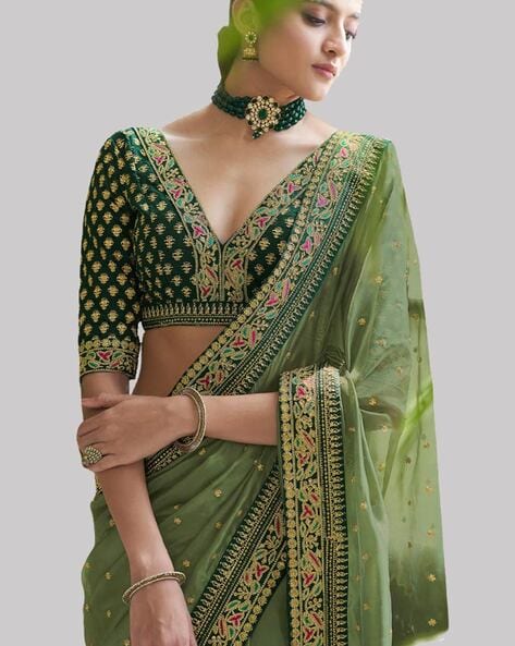 Buy Green Sarees for Women by ETHNIC YARD Online