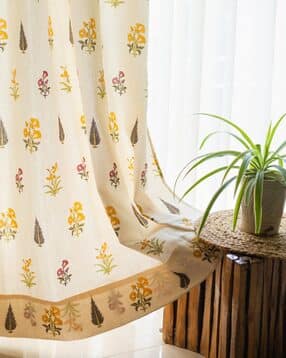 urban space Pack of 2 Floral Print Cotton Door Curtains-picture-53