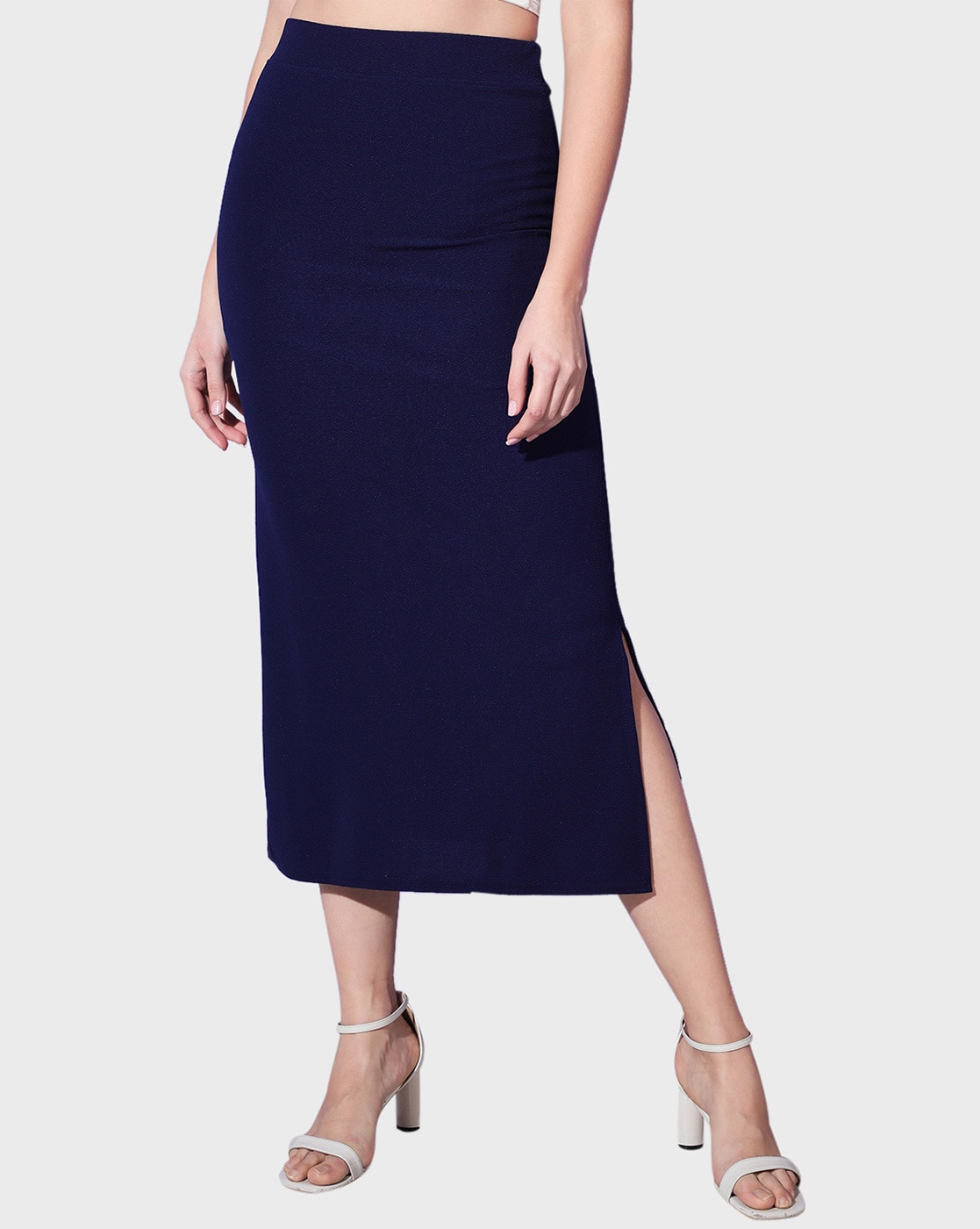 Polyester navy blue pencil skirt sale