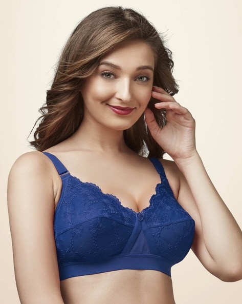 Buy Trylo-Oh-so-pretty you! Navy Non Wired Non Padded Full Coverage Bra for  Women Online @ Tata CLiQ