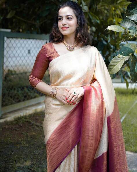 Kancheepuram Simple Silk Saree | Buy Pure Silk Saree - GiTAGGED