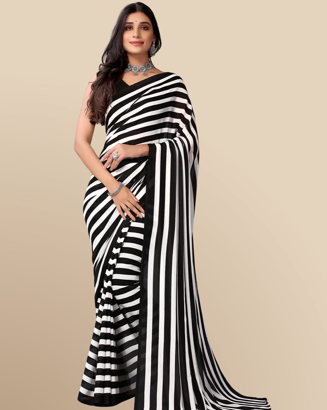 Multi Colored Vertical Striped Saree Set Design by Soumodeep Dutta at  Pernia's Pop Up Shop 2024