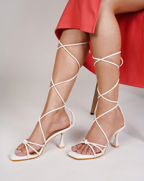 Nude PU Strappy Kitten Heels – Truffle Collection