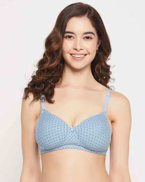 Buy Clovia Padded Non-Wired Full Coverage T-Shirt Bra - Blue at Rs