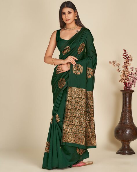 Buy Green Sarees for Women by ZIKARAA Online