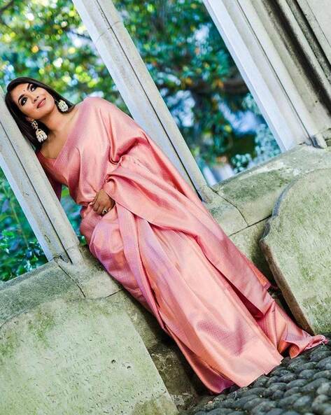 Pink Satin Saree With Blouse 216500