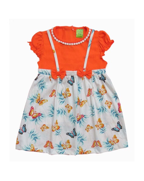 Buy Juniors Butterfly Print Dress with Round Neck and Short Sleeves Online  | Babyshop KSA