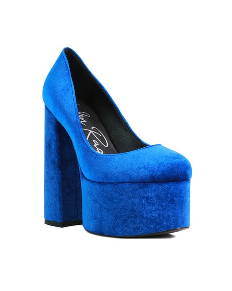 Platform Heel Velvet Pumps