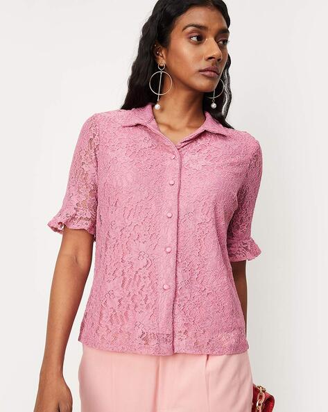 Buy Women's Blouses Pink Lace Tops Online