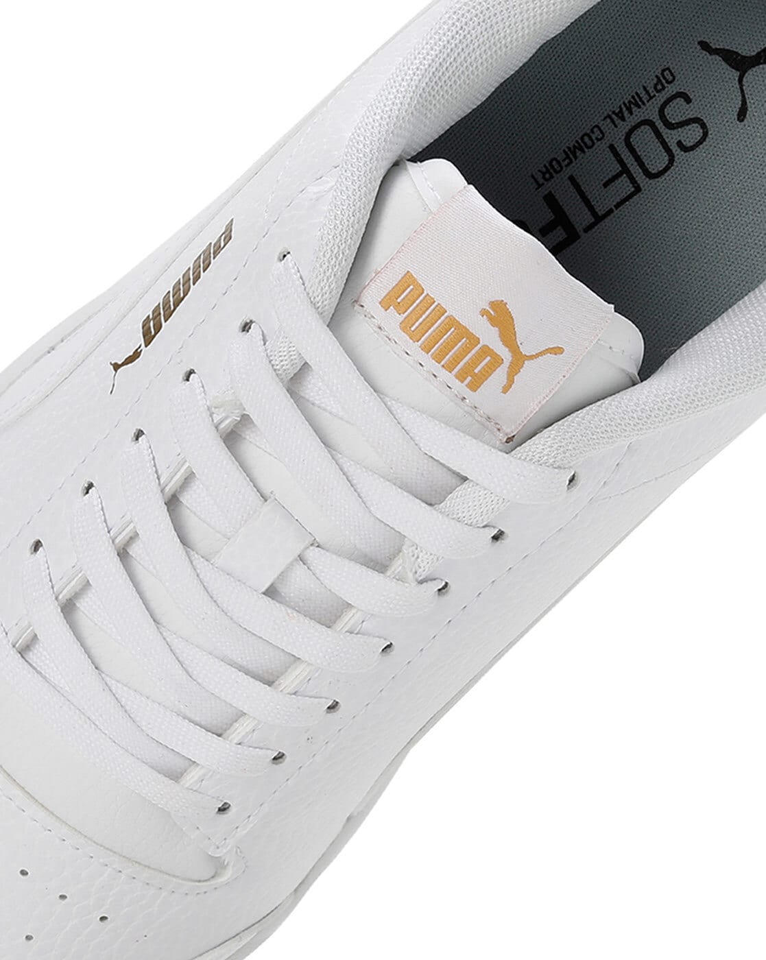 Puma white best sale gold sneakers