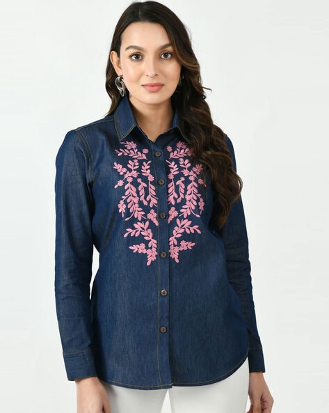 Peace & Love Embroidered Denim Shirt – SuperLoveTees | Graphic Tees  Inspired By Love