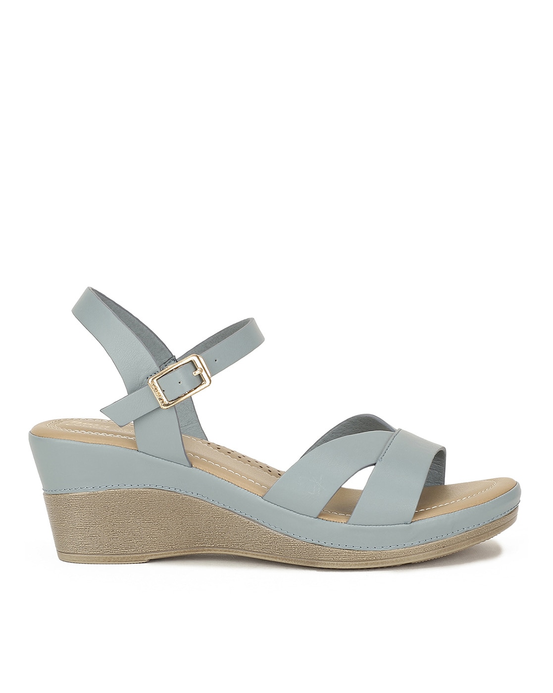 MYKONOS - LIGHT BLUE STRAP RAFFIA WEDGE SANDAL | miMaO ®