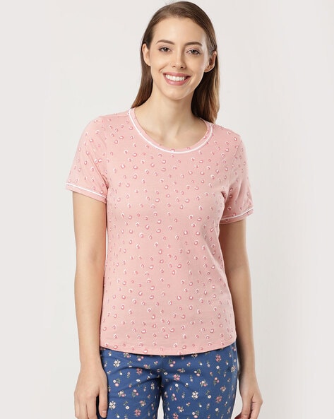 Buy Jockey Rx57 Women's Super Combed Cotton Printed T-shirt Pink Online