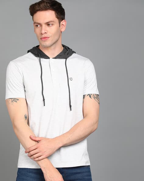 Heathered Slim Fit Hoodie with Drawstring