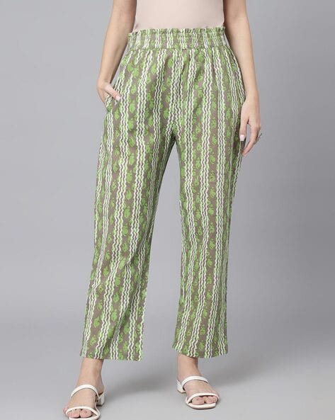 Trendy Check Trouser for girls and women stretchable with elasticated  waist Trousers  Pants