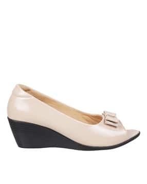 Slip-On Wedges with Bow Accent-image-40