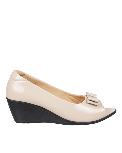 Metro Slip-On Wedges with Bow Accent