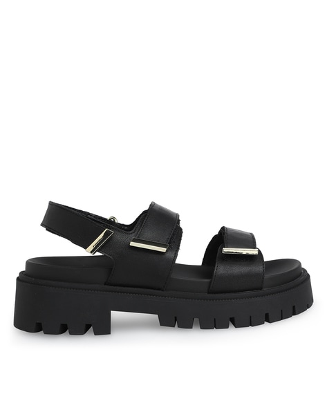 Black chunky velcro sandals new arrivals