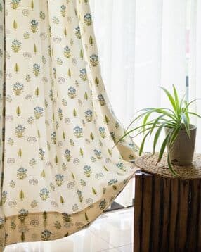 Set of 2 Floral Print Cotton Window Curtains-image-48