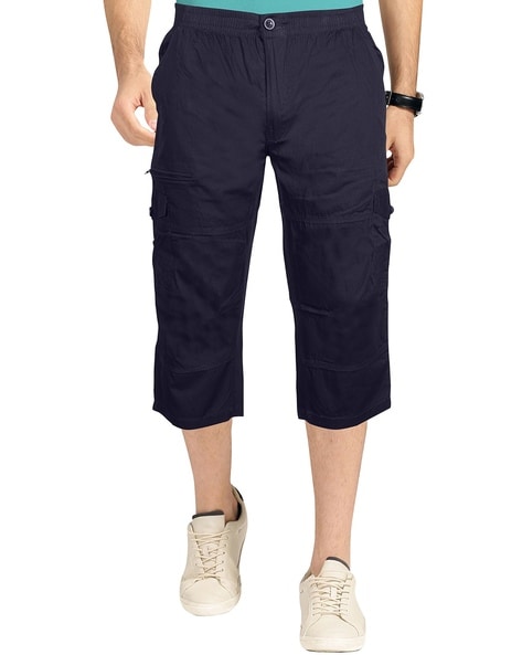 Mens Pants Men S Casual 3 4 Cargo Shorts Button Elastic Waist Capri Knee  Length With Multi Pockets Long Outdoor From Pollyy, $20.98 | DHgate.Com