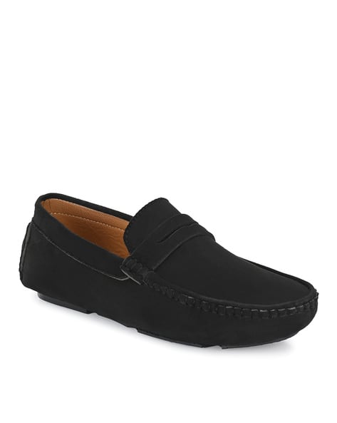 JOHN KARSUN Round-Toe Suede Penny Loafers