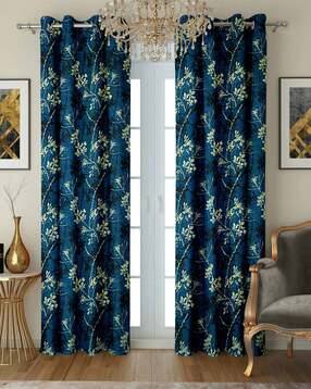 Set of 2 Floral Printed Door Curtains