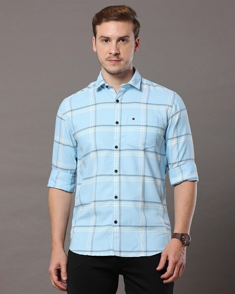 Buy Light blue - Cream Shirts for Men by COOL COLORS Online