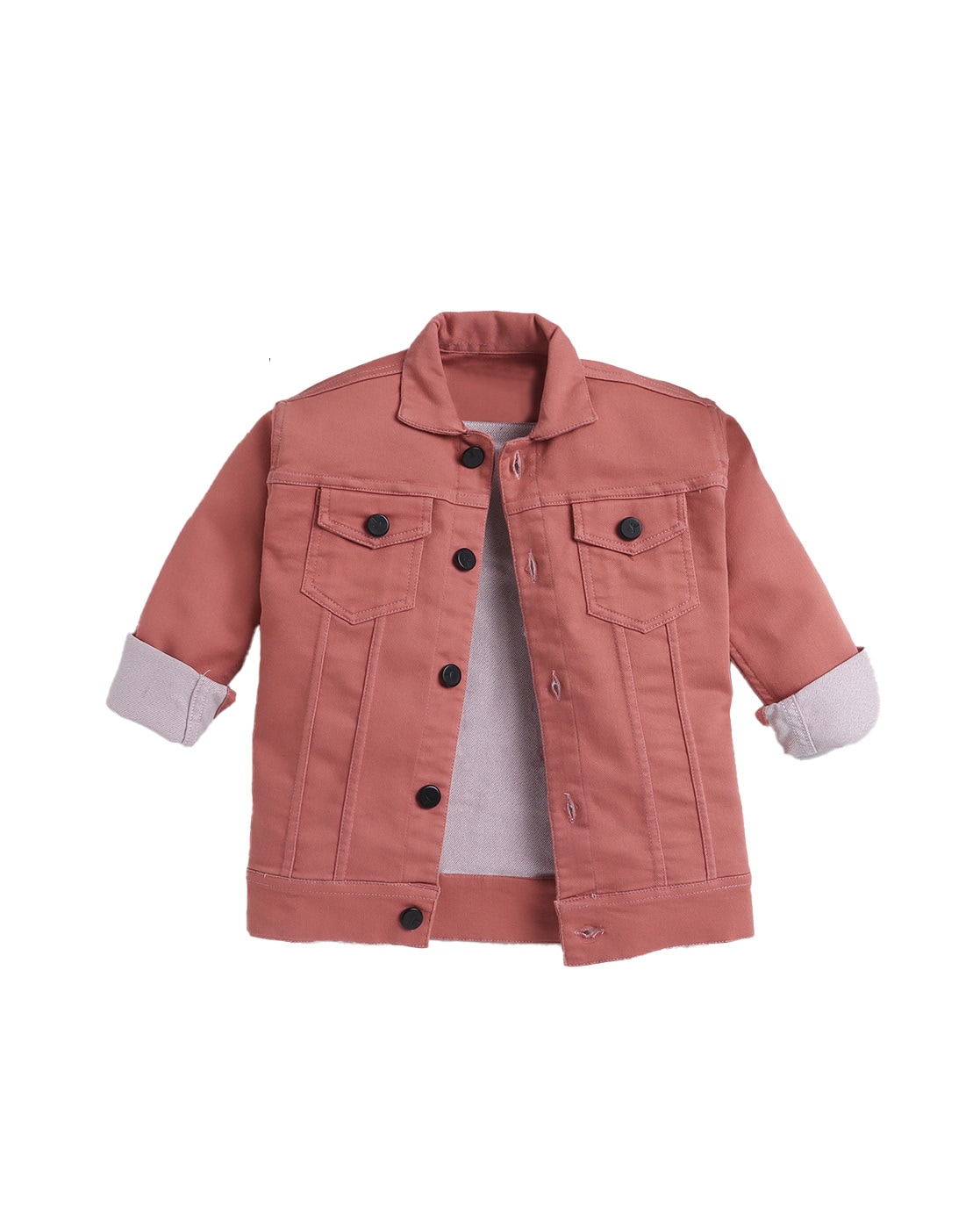 Buy Tokyo Talkies Women Peach Coloured Solid Denim Jacket - Jackets for  Women 10573170 | Myntra
