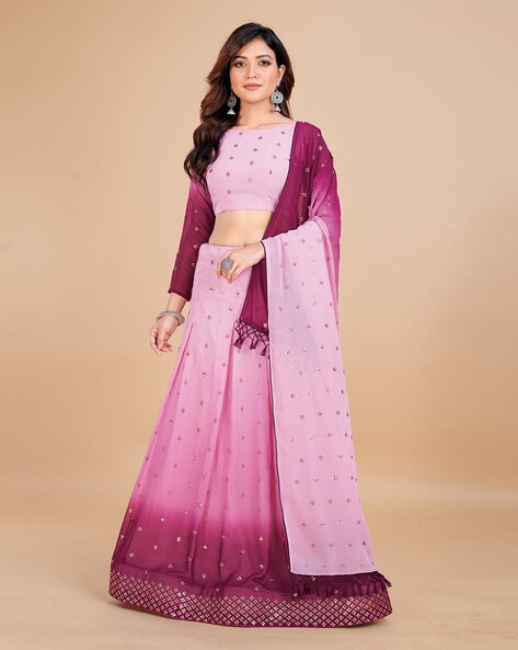 Wine Silk Lehenga.