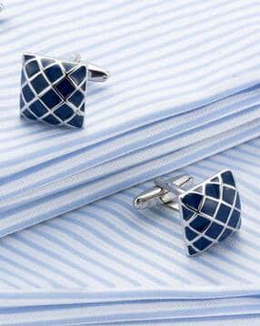 yellow chimes Set of 2 Checked Cufflinks-picture-31
