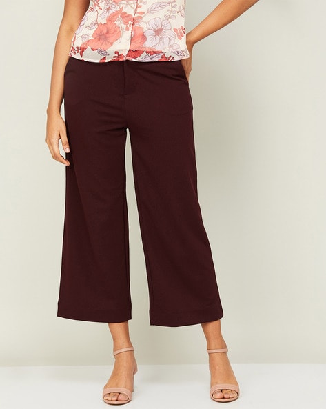 Buy Wine Trousers & Pants for Women by CODE BY LIFESTYLE Online