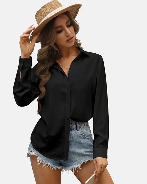 Buy Black Shirts For Women By Buynewtrend Online | Ajio.Com