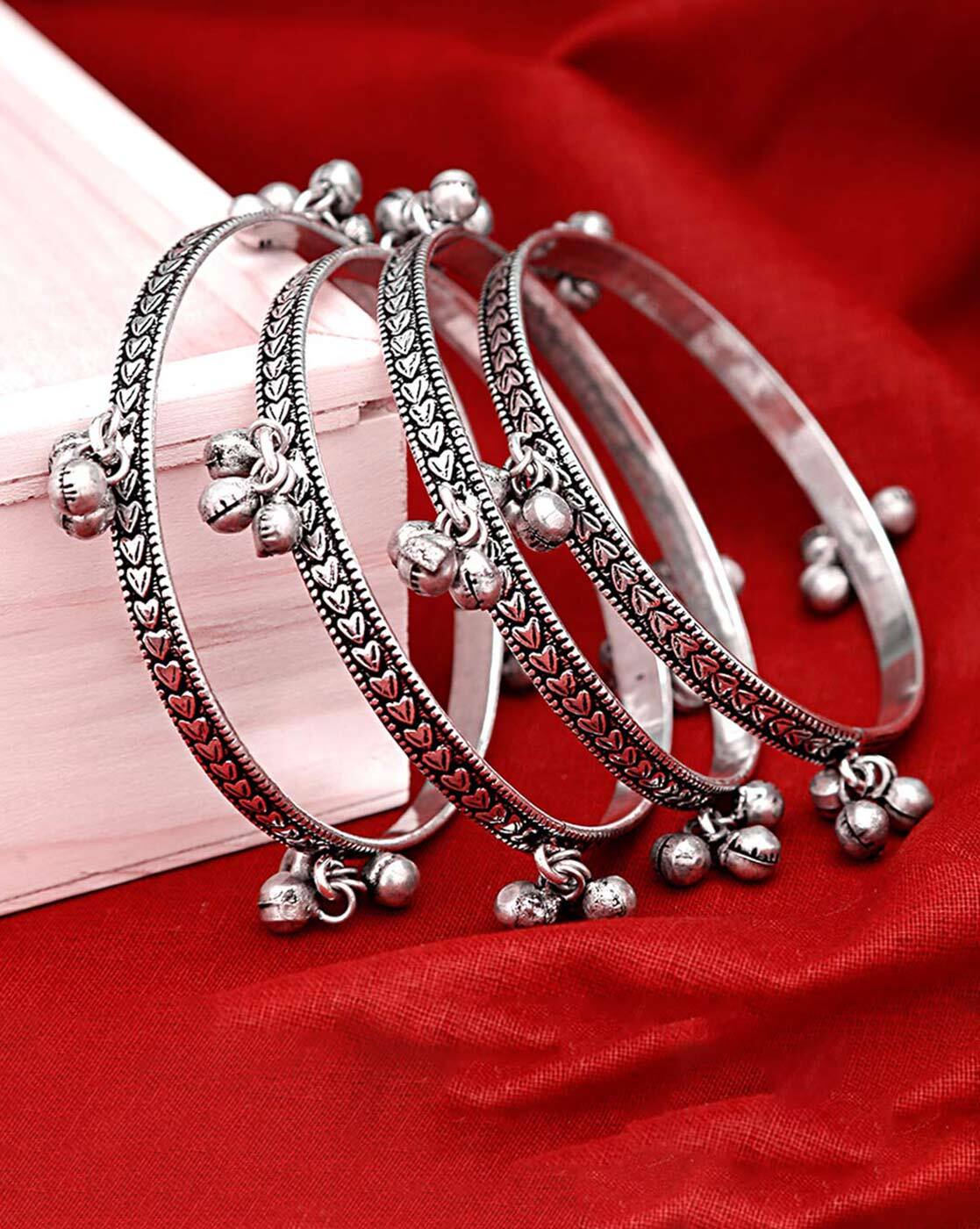 Buy Online Traditional Rajasthani Silver Kada Bracelet, Broad Silver Kada,  Handmade Bracelet, Party wear - Zifiti.com 1078848