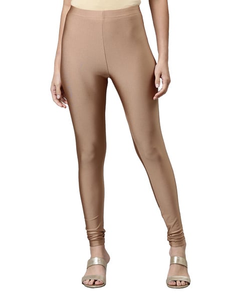Buy Bottoms More Women's Metallic Lycra Dark Golden Shimmer Leggings at  Amazon.in