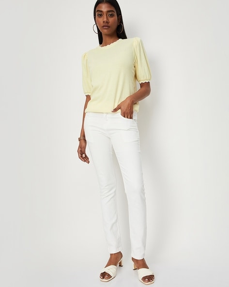 Pale yellow top store for ladies