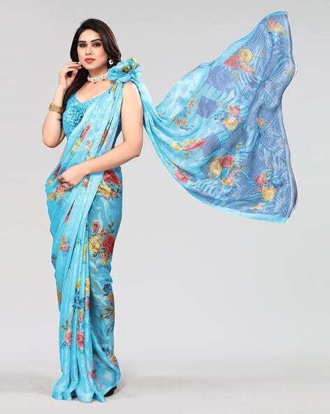 Blue Color Patola Silk Indian Wedding Saree