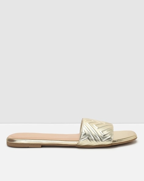 Buy Gold-toned Flat Sandals for Women by Encrustd Online | Ajio.com