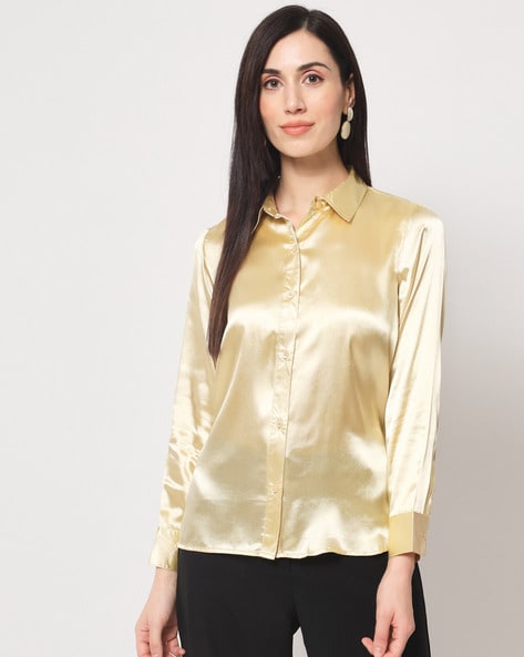 Gold dress discount shirt womens