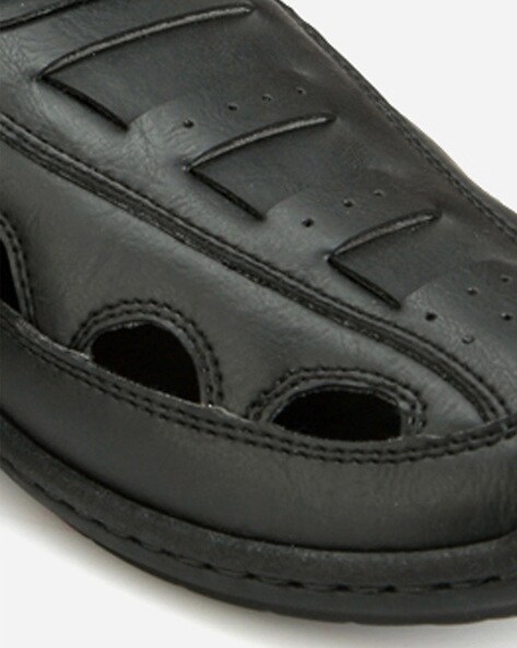 Men's Black Leather Sandals