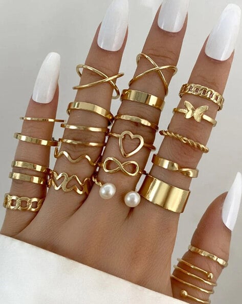7 Pcs/Set Lady Finger Ring Exquisite Simple Chain Smooth Knuckle Ring Set  for Gift - AliExpress