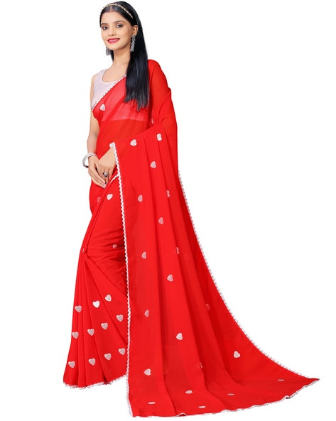 Best latest Designer Red Color Fancy Georgette Saree