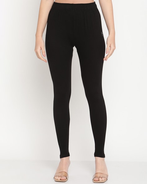 Shop Basic Solid Leggings with Elasticated Waist Online