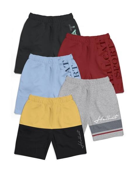 Hellcat Pack of 5 Colourblock Bermuda Shorts with Elasticated Waist