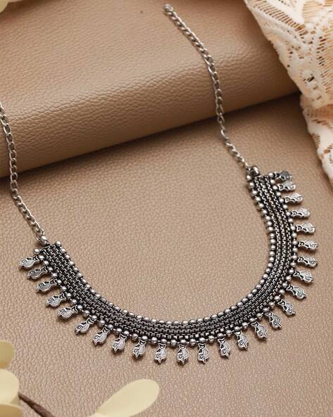 Yadeep India Jewellery Oxidised Silver Ganesh Choker Necklace Set for Women  & Girls – yadeepjewels