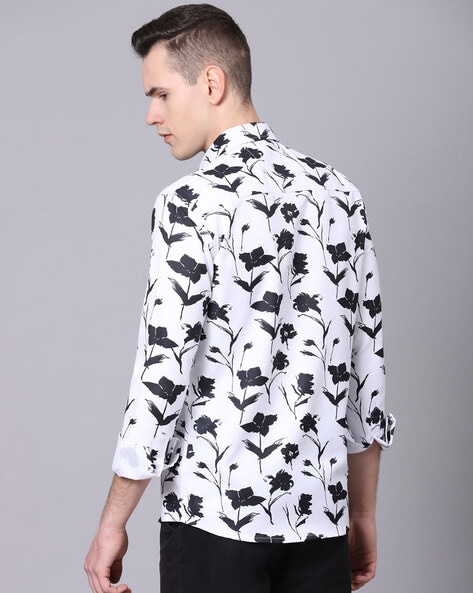 white shirt with black print