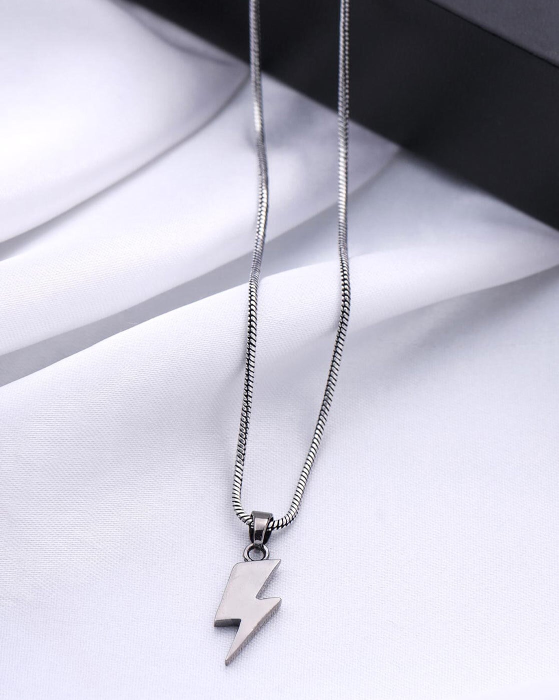 Men's Black Diamond Lightning Bolt Necklace – Happy Jewelers