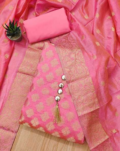 Bhagalpuri Dress Materials/ Bhagalpuri Certified Handloom Women's Cotton  Unstitched Dress Material(Top: 2.5 meters, Bottom: 2.5
